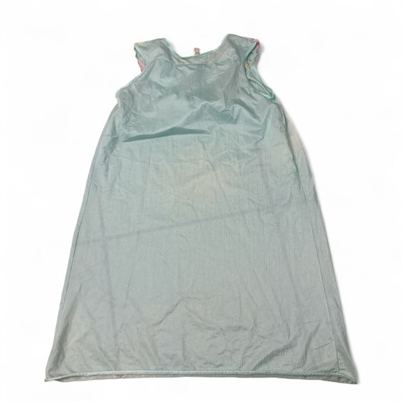Vintage Nylon Nightgown Aqua Sheer Embroidered Floral Trim Medium USA - Picture 2 of 4